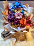 Timeless Romance Dark Orange, Smoke And Light Pink Preserved Roses Bouquet With Stitch