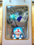 Eternal Elegance Blue Preserved Roses Bouquet With Doraemon Plush Toy. Same Day Delivery.