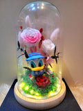 Donald Duck Preserved Flower Dome With Pink Roses and Same Day Delivery