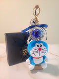 Dark Blue Rose Preserved Flower Charm With Doraemon Plush. Same Day Delivery Available.