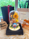 Doraemon Preserved Flower Dome With Yellow Roses And Same Day Delivery