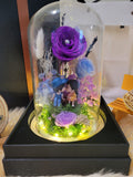 Eternal Couple V2 Preserved Flower Dome With Purple Roses And Same Day Delivery