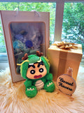 Eternal Elegance Blue Preserved Roses Bouquet With High Quality Crayon Shin-Chan Plush Toy And Gold Box. Same Day Delivery.