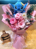 Forever In Love Preserved Roses Bouquet With Stitch Plush Toy. Same Day Delivery.