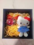 Red Rose Preserved Flower Charm With Hello Kitty Plush. Same Day Delivery Available.