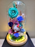 5 Roses Hello Kitty Preserved Flower Dome (Blue Theme)