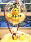 Teddy Bear with 24-Inch Personalized Hot Air Balloon and Cake