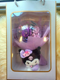 Acrylic Ball Preserved Purple Rose Flowers Bouquet With Kuromi Plush Toy. Same Day Delivery.