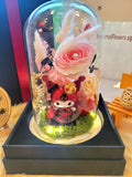 Kuromi Poker Kingdom Series 1 Preserved Flower Dome With Pink Roses And Same Day Delivery