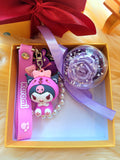 Purple Rose Preserved Flower Charm With Kuromi. Same Day Delivery Available.