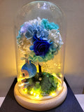 Premium Popmart Labubu Hydrangea Tree With Preserved Roses in Glass Dome