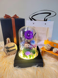 Premium Popmart Labubu Preserved Flower Dome With Purple Roses And Same Day Delivery.