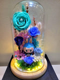 5 Roses Premium Popmart Labubu Preserved Flower Dome (Blue Theme)