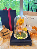 Premium Popmart Labubu Preserved Flower Dome With Yellow Roses And Same Day Delivery.