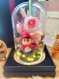 Limited Edition Crayon Shin-Chan Preserved Flower Dome With Pink Roses And Same Day Delivery