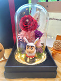 Limited Edition Crayon Shin-Chan Preserved Flower Dome With Red Roses And Same Day Delivery