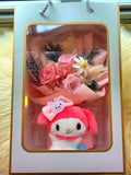 Forever In Love Preserved Flowers Bouquet With My Melody Plush Toy. 100% High Quality Real Flowers. Same Day Delivery.