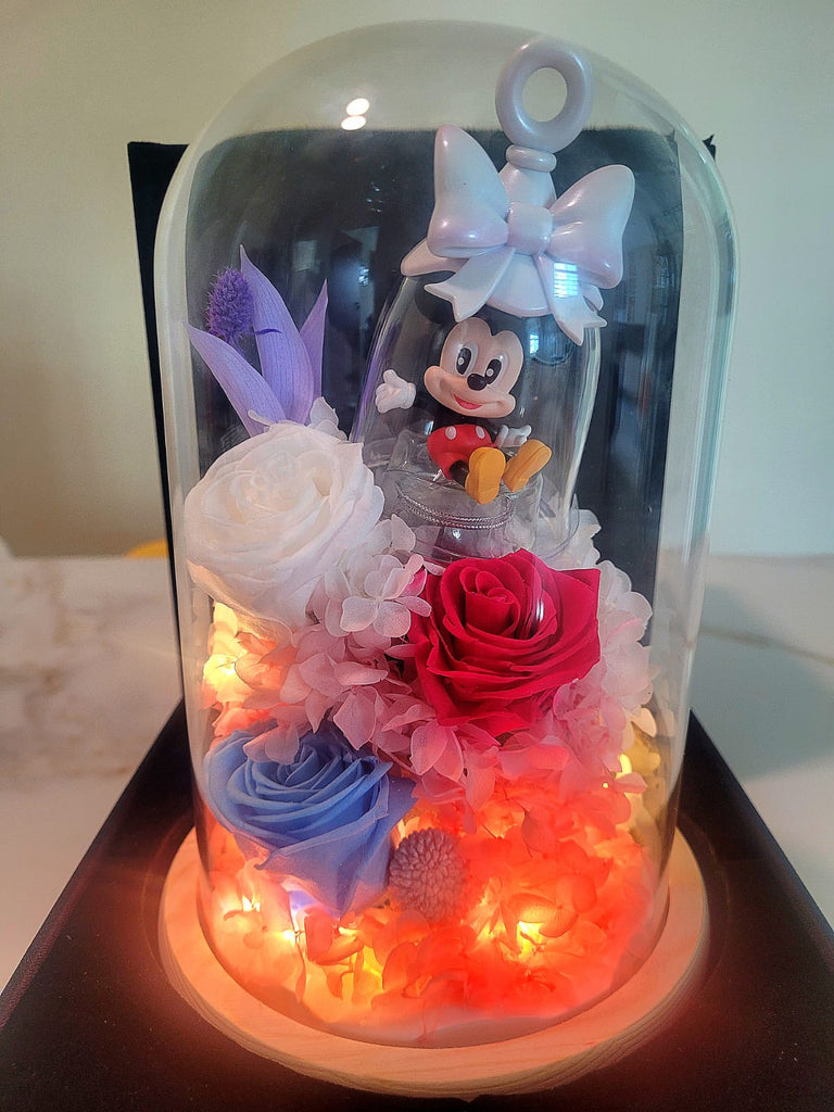 Premium Popmart Mickey Mouse Bell Deluxe Series Preserved Flower Dome And Same Day Delivery