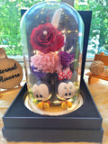 Eternal Couple Mickey & Minnie Mouse Red Rose Preserved Flower Dome With Same Day Delivery