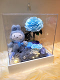 Premium Authentic Miffy Plush & Preserved Flowers In Acrylic Box