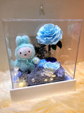 Premium Authentic Miffy Plush & Preserved Flowers In Acrylic Box