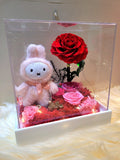Premium Authentic Miffy Plush & Preserved Flowers In Acrylic Box