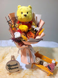 Premium Miniso Winnie The Pooh Plush With Eternal Elegance Orange Yellow White Preserved Roses Bouquet