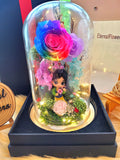 Princess Mulan Preserved Flower Dome With Rainbow Roses And Same Day Delivery