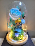 Princess Cinderella Preserved Flower Dome With Multi Blue Roses And Same Day Delivery