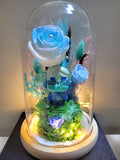 Premium Popmart Crybaby Preserved Flower Dome With Multi Blue Roses And Same Day Delivery.