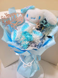 Timeless Romance Multi-Blue Preserved Roses Bouquet With Cinnamoroll Plush.