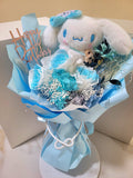 Timeless Romance Multi-Blue Preserved Roses Bouquet With Cinnamoroll Plush.