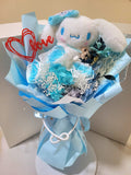 Timeless Romance Multi-Blue Preserved Roses Bouquet With Cinnamoroll Plush.