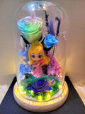 Princess Aurora Preserved Flower Dome With Pastel Rainbow Roses And Same Day Delivery