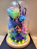 Eternal Couple V2 Preserved Flower Dome With Pastel Rainbow Roses And Same Day Delivery