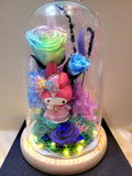 My Melody Preserved Flower Dome With Pastel Rainbow Roses And Same Day Delivery