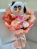 Crayon Shin-Chan Vinyl Plush With Eternal Elegance Peach White Pink Preserved Roses Bouquet.