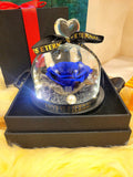 Petite Dark Blue Color Rose LED Preserved Flowers Dome. 100% High Quality Real Flowers. Comes With A Premium Gift Box.