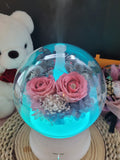 LED Preserved Flowers Aroma Diffuser With All Pink Roses