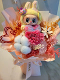 AUTHENTIC Let's Checkmate / Macaron Labubu With Eternal Blossoms Preserved Pink Carnation Bouquet.