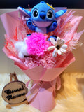 Eternal Blossoms Preserved Pink Carnation Bouquet With Stitch Plush