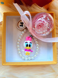 Pink Rose Preserved Flower Charm With Daisy Duck. Same Day Delivery Available.