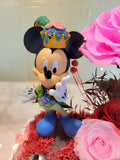 Premium Mickey Mouse or Minnie Mouse & Pink Preserved Roses In Acrylic Box.