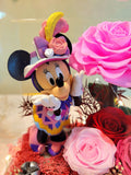 Premium Mickey Mouse or Minnie Mouse & Pink Preserved Roses In Acrylic Box.