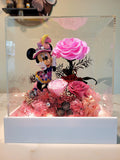 Premium Mickey Mouse or Minnie Mouse & Pink Preserved Roses In Acrylic Box.