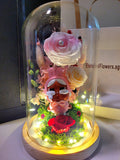 Premium Popmart Crybaby Preserved Flower Dome With Pink Roses And Same Day Delivery.