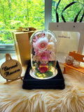 Premium Popmart Labubu Preserved Flower Dome With Pink Roses And Same Day Delivery.