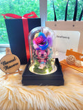 Premium Popmart Stitch Preserved Flower Dome With Rainbow Roses And Same Day Delivery