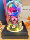 Premium Popmart Stitch Preserved Flower Dome With Rainbow Roses And Same Day Delivery