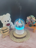 LED Preserved Flowers Aroma Diffuser With Light Pink and White Roses